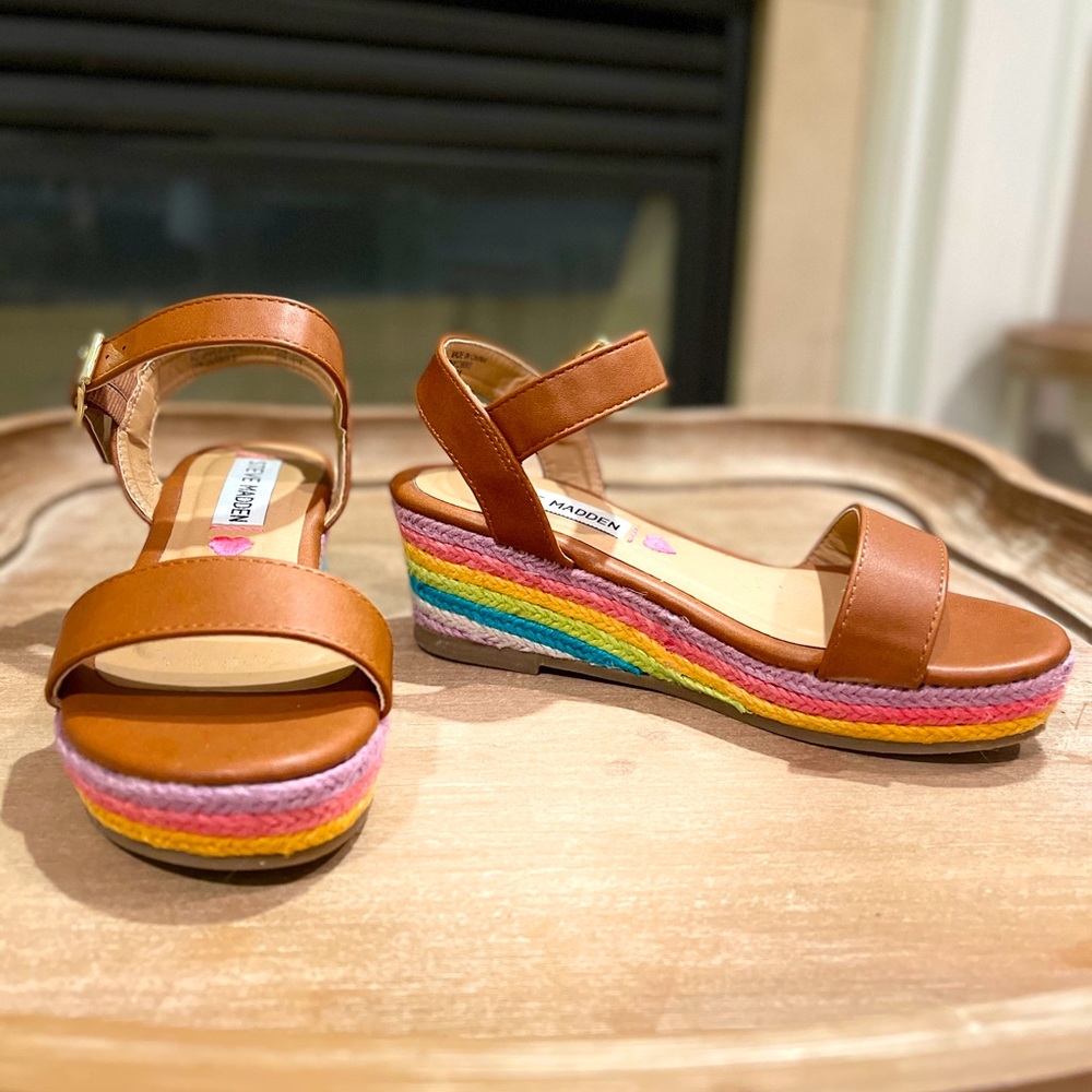 Steve Madden size 1 girls open toe espadrille wedges